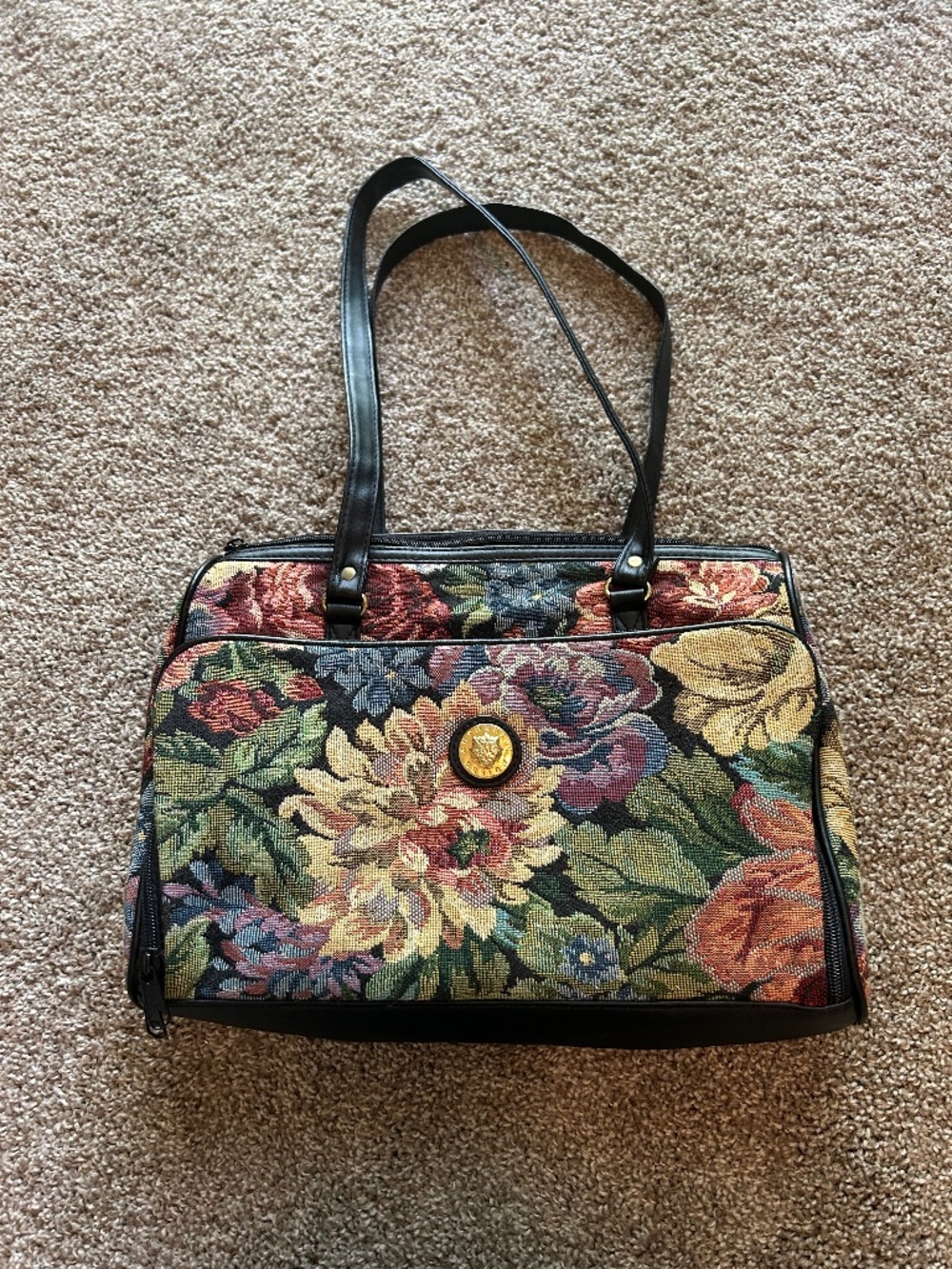 Mitzi Vintage Multicolor Floral Tapestry Tote Bag